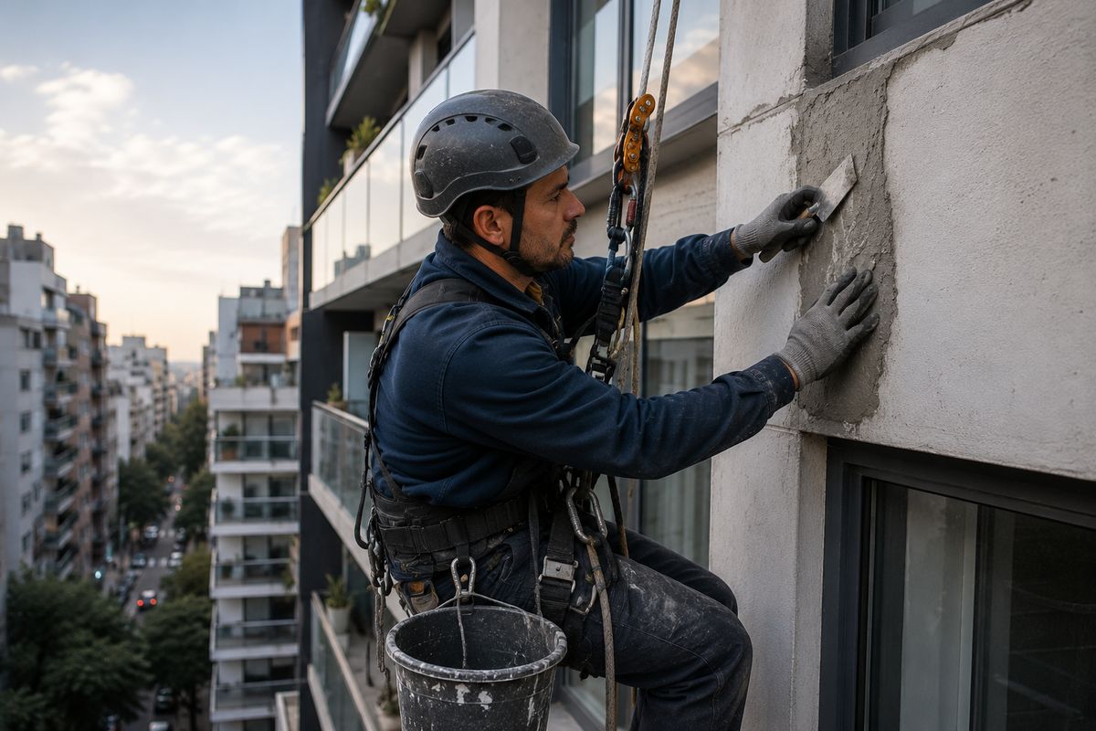 Fachada de un edificio residencial con mantenimiento a cargo de Grupo Insitu